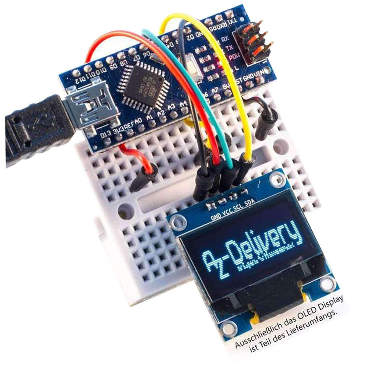 OLED Display 0.96 inch I2C, 128x64 pixlar för RPi/Arduino/Atmega