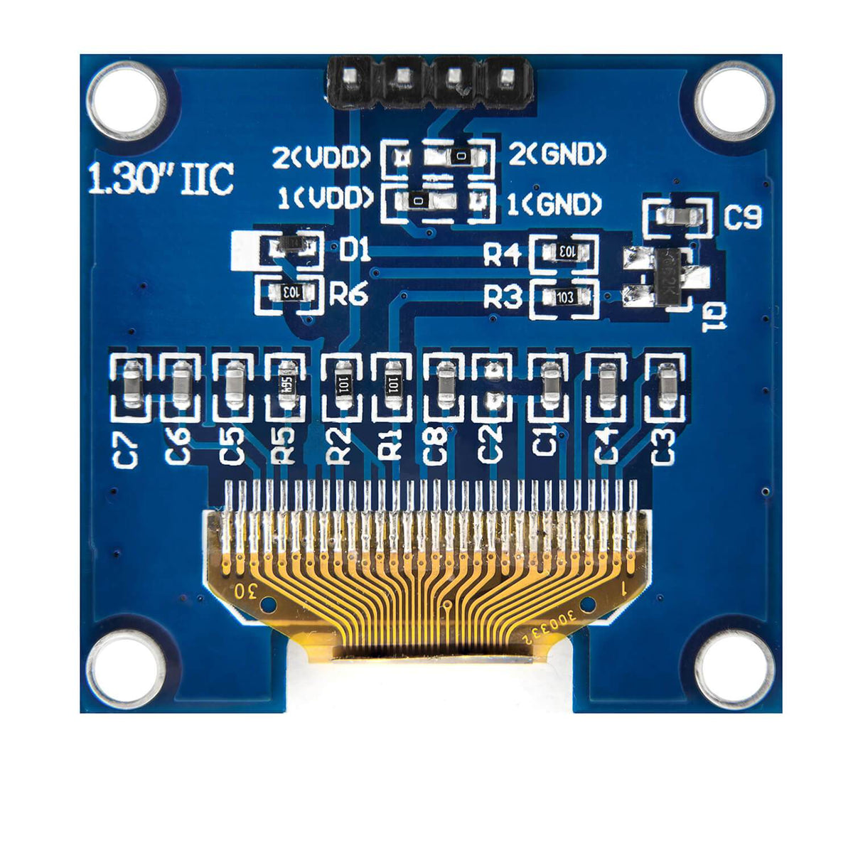 OLED Display 1.3 inch I2C, 128x64 pixlar för RPi/Arduino/Atmega
