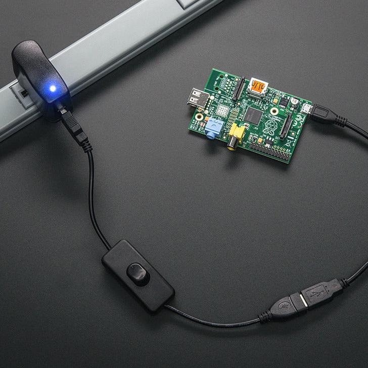 USB-A kabel med strömbrytare