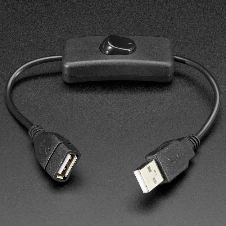 USB-A kabel med strömbrytare