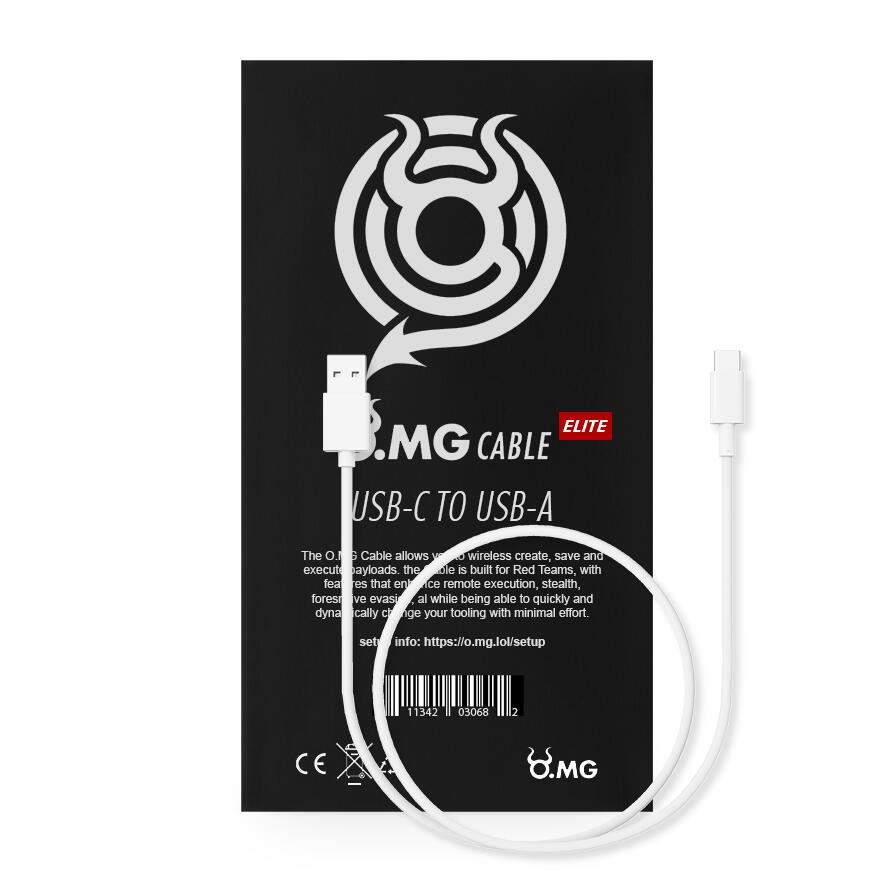 O.MG Elite kabel för pentesting, USB-A till USB-C, vit