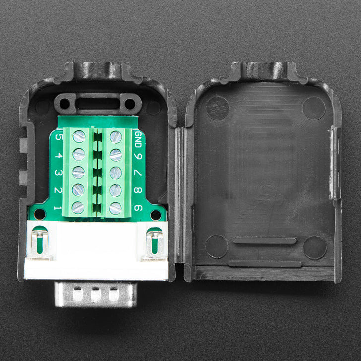 DE-9 (DB9)-adapter hane till 9-poligt skruvterminalblock med kapsling Adafruit 3123