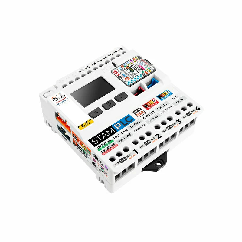 M5Stack StamPLC industriell PLC med ESP32-S3, reläutgångar, CAN och RS485, K141