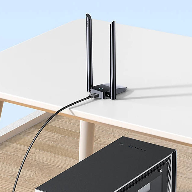 WiFi-adapter 1200 Mbps USB med 2x5 dBi antenner svart, Baseus FastJoy
