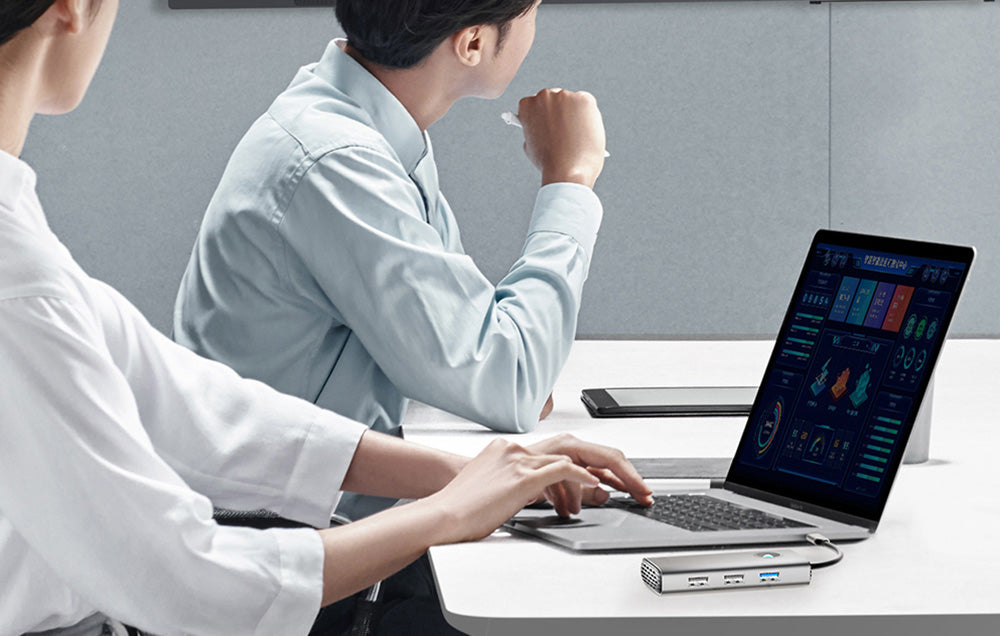 Orico hub 6-i-1 portar, USB-C med laddning, eth och HDMI