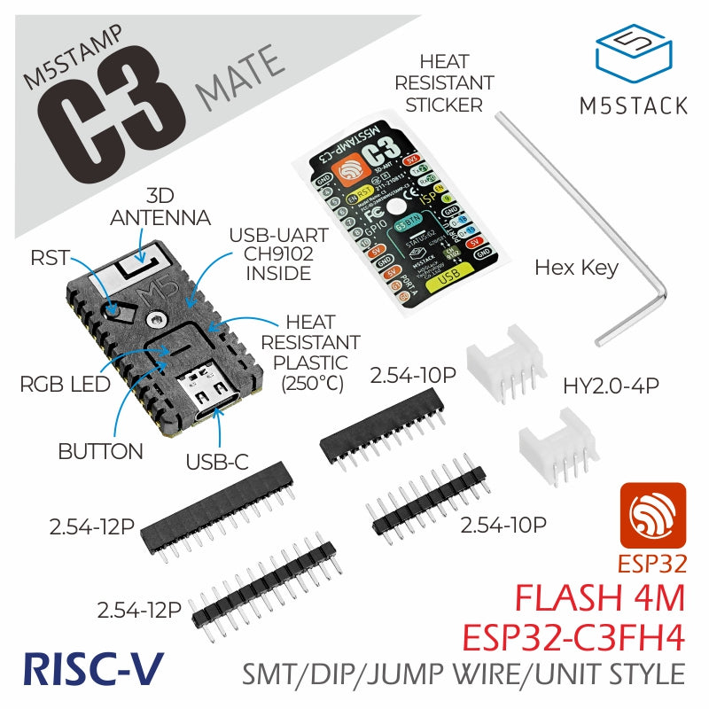 M5Stamp K056-B - C3 - ESP32-C3 RISC-V MCU med Wi-Fi