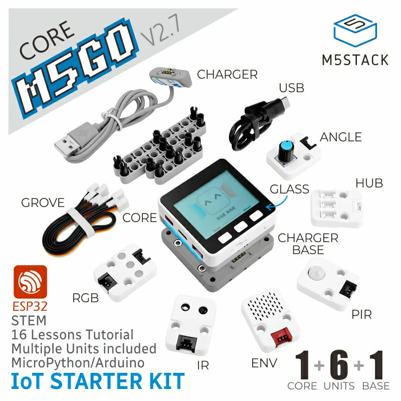 M5Stack K006-V27 - M5GO IoT V2.7 Starter Kit, Programmerbar Kontroller