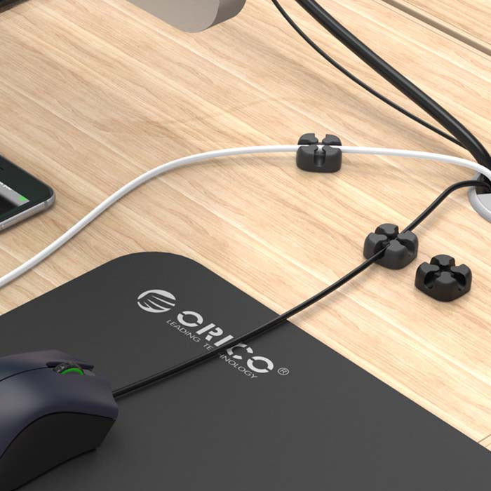 Självhäftande kabelhållare, grå 23x23mm