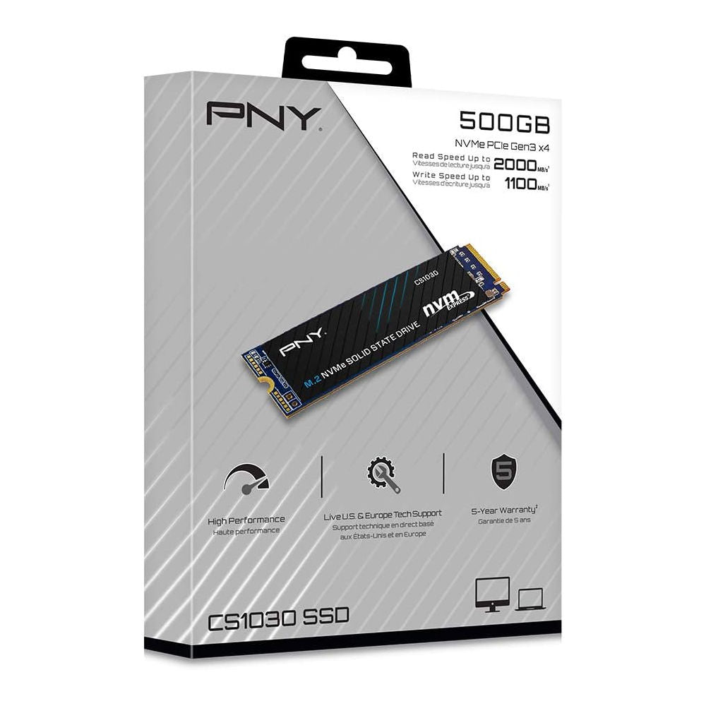 SSD 500GB M.2 2280 PCIe Gen3 NVMe, upp till 2000MB/s, PNY CS1030