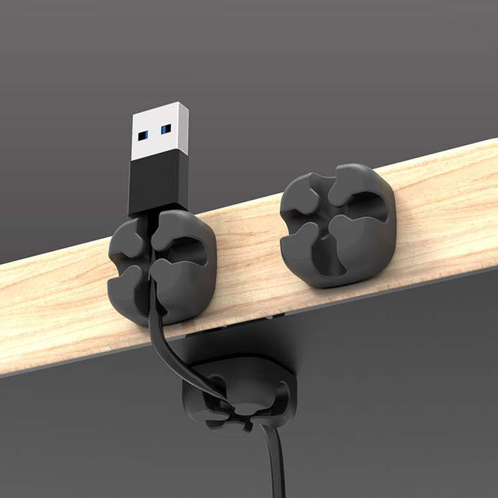 Självhäftande kabelhållare, grå 23x23mm