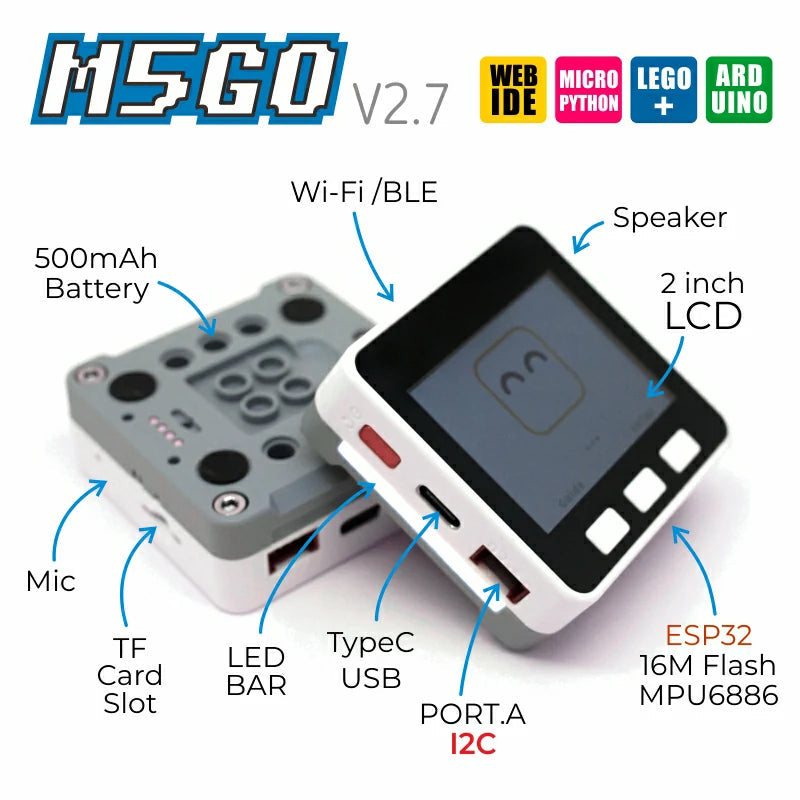 M5Stack K006-V27 - M5GO IoT V2.7 Starter Kit, Programmerbar Kontroller