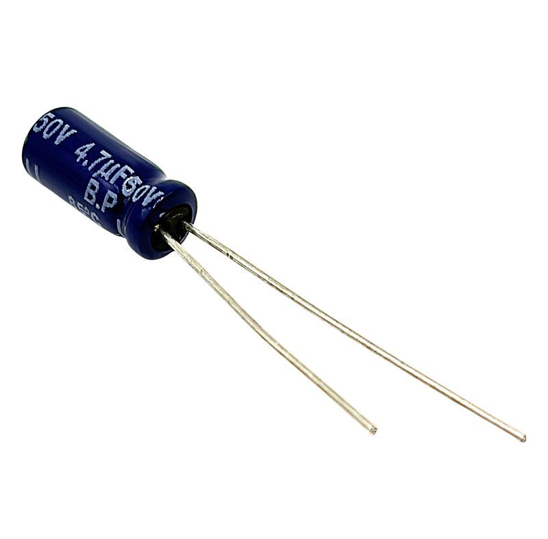 Kondensator 4.7uF 50V 85°C 11x5mm RM2mm, bi-polär elektrolyt ECE-A1HN4R7U