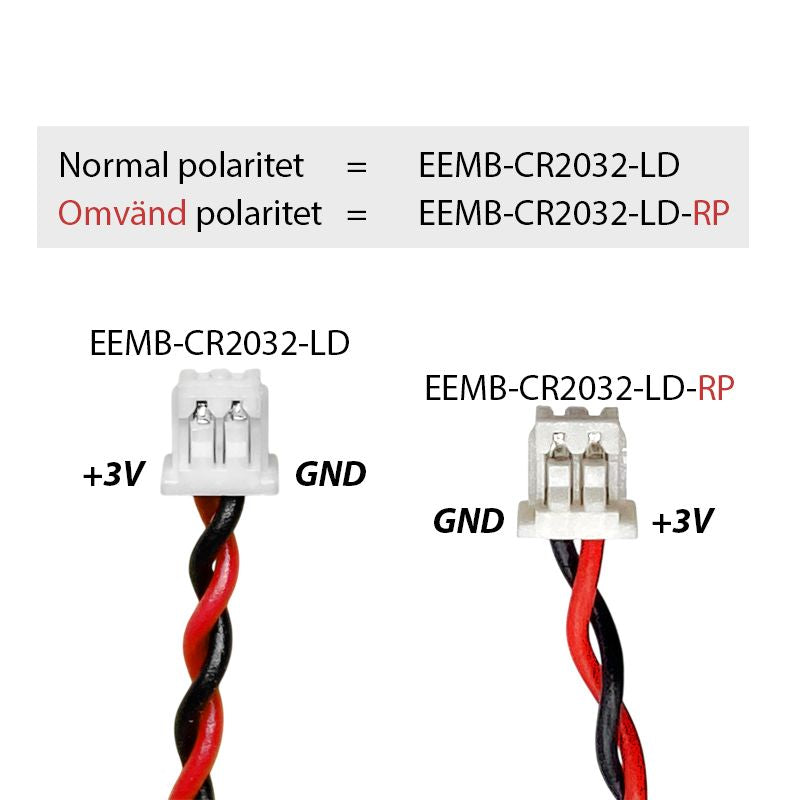 CR2032-LD CMOS-batteri 3V för laptop - Molex PicoBlade 1,25 mm 2-pol (51021-0200)