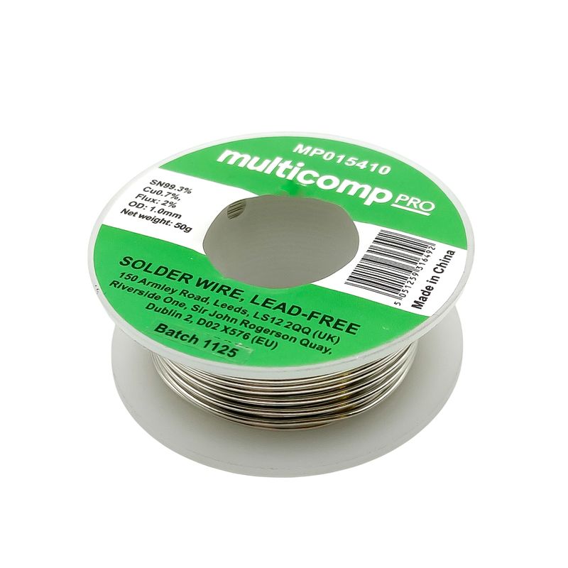 Lödtenn Sn99.3/Cu0.7 1 mm 232°C 50 g, blyfri med flusskärna