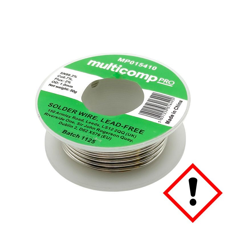 Lödtenn Sn99.3/Cu0.7 1 mm 232°C 50 g, blyfri med flusskärna