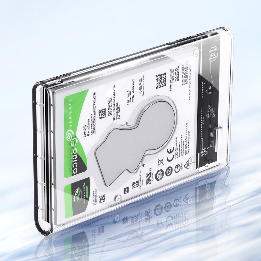 Orico HDD/SSD-kabinett 2.5" 6TB 5Gbps USB 3.0, transparent