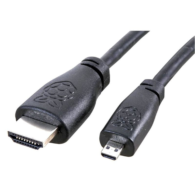 Micro-HDMI till HDMI 2m originalkabel till Raspberry Pi, svart