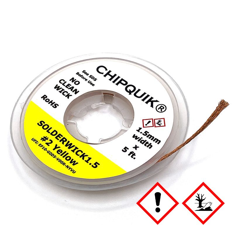 Avlödningsfläta 1.5mm, SOLDERWICK1.5 #2 Gul, 1.52m