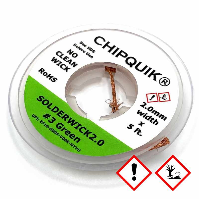 Avlödningsfläta 2mm, SOLDERWICK2.0 #3 Grön, 1.52m