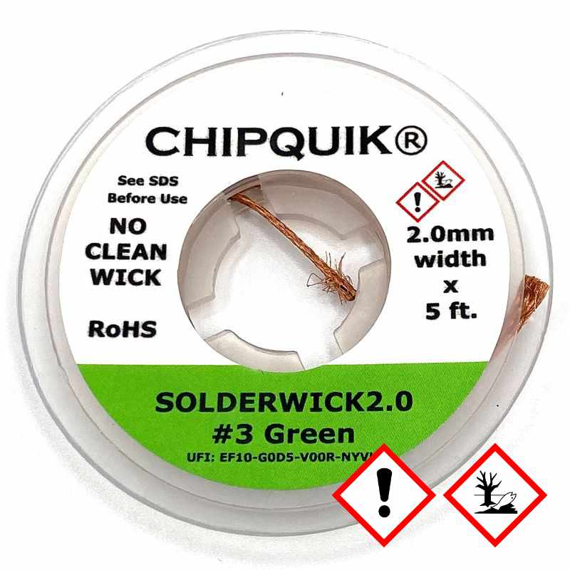 Avlödningsfläta 2mm, SOLDERWICK2.0 #3 Grön, 1.52m