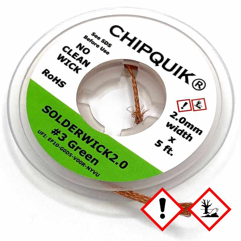 Avlödningsfläta 2mm, SOLDERWICK2.0 #3 Grön, 1.52m