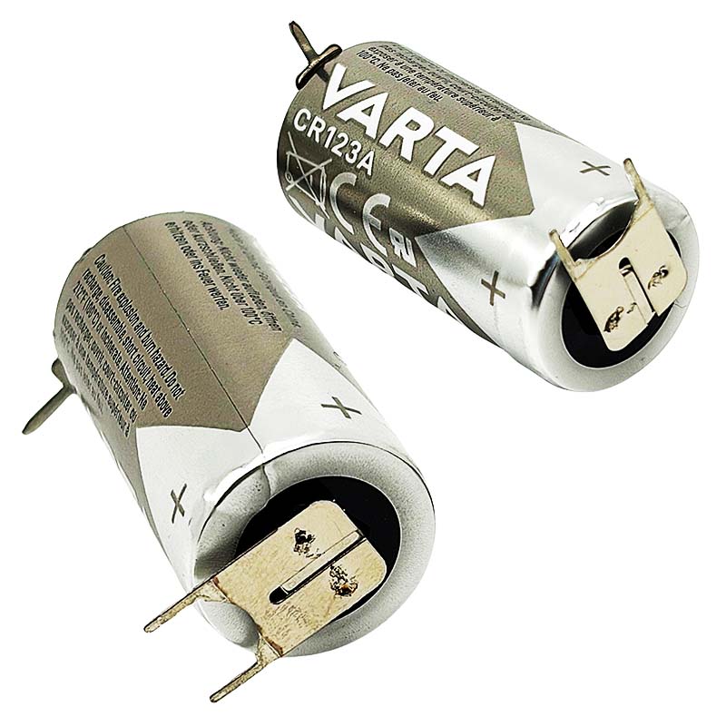 2st Batterier CR123A till larmsiren SAAB 9-3 & 9-5, med lödöron för montering på kretskort