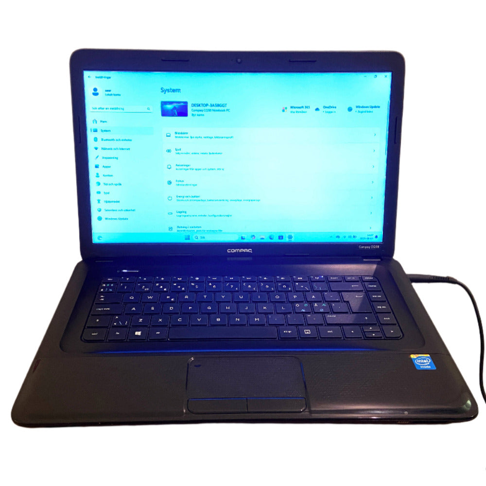 Bärbar dator 15.6" Windows 11 16GB RAM 250GB SSD Intel 1.8GHz, Compaq CQ58, begagnad (refurbished)