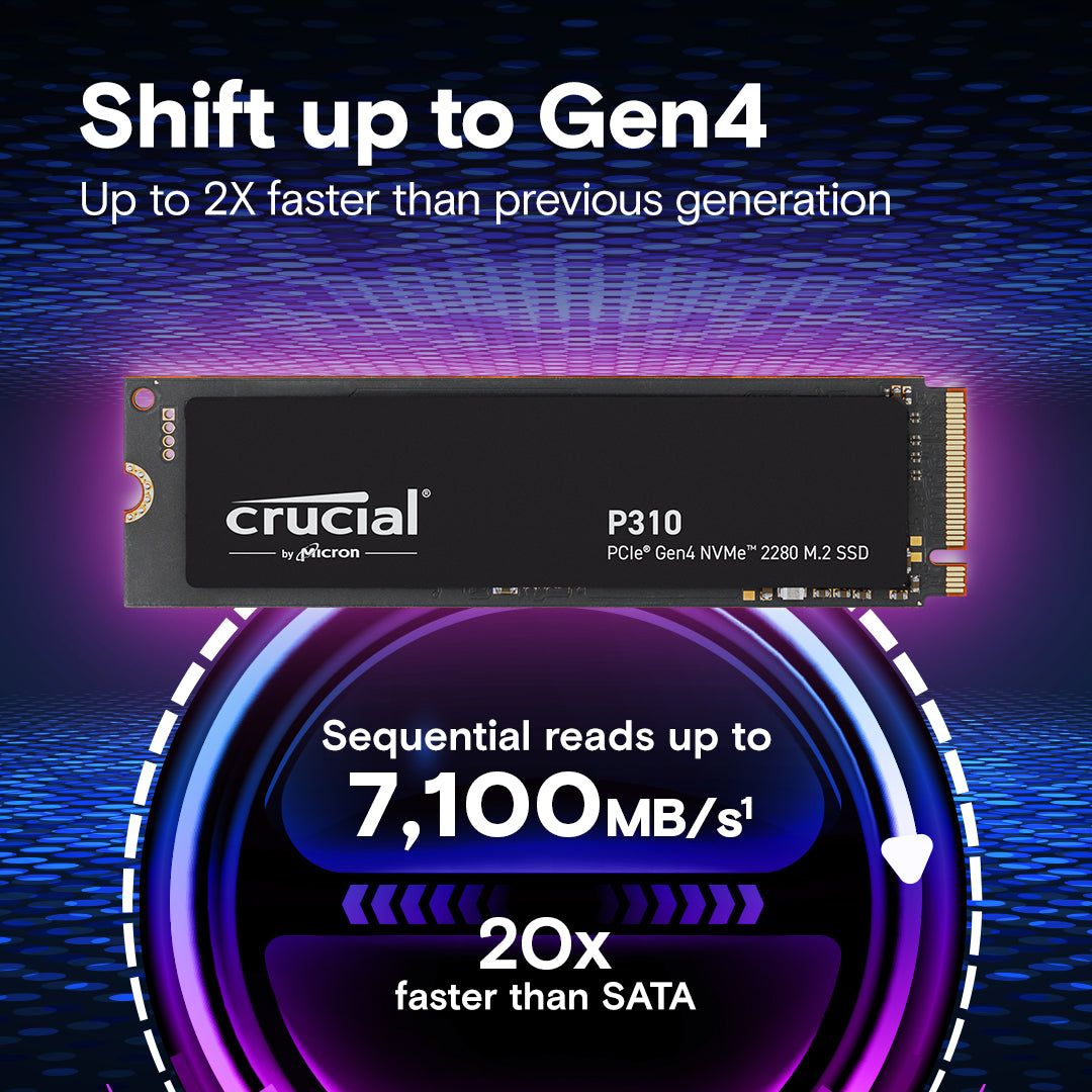 SSD 1TB M.2 2280 PCIe Gen4 NVMe, upp till 7100MB/s, Crucial P310