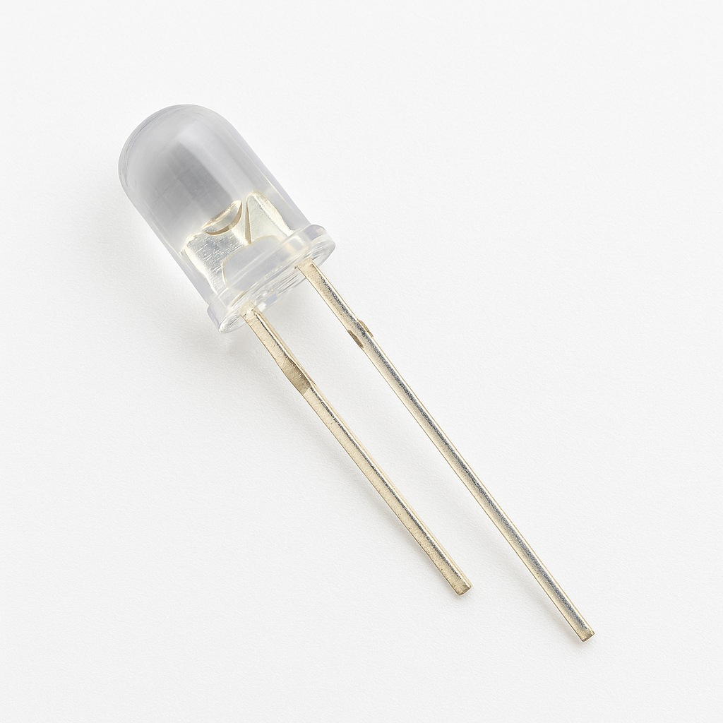 Lysdiod LED 5mm vit 20mA klar kapsling, standard T1 3/4