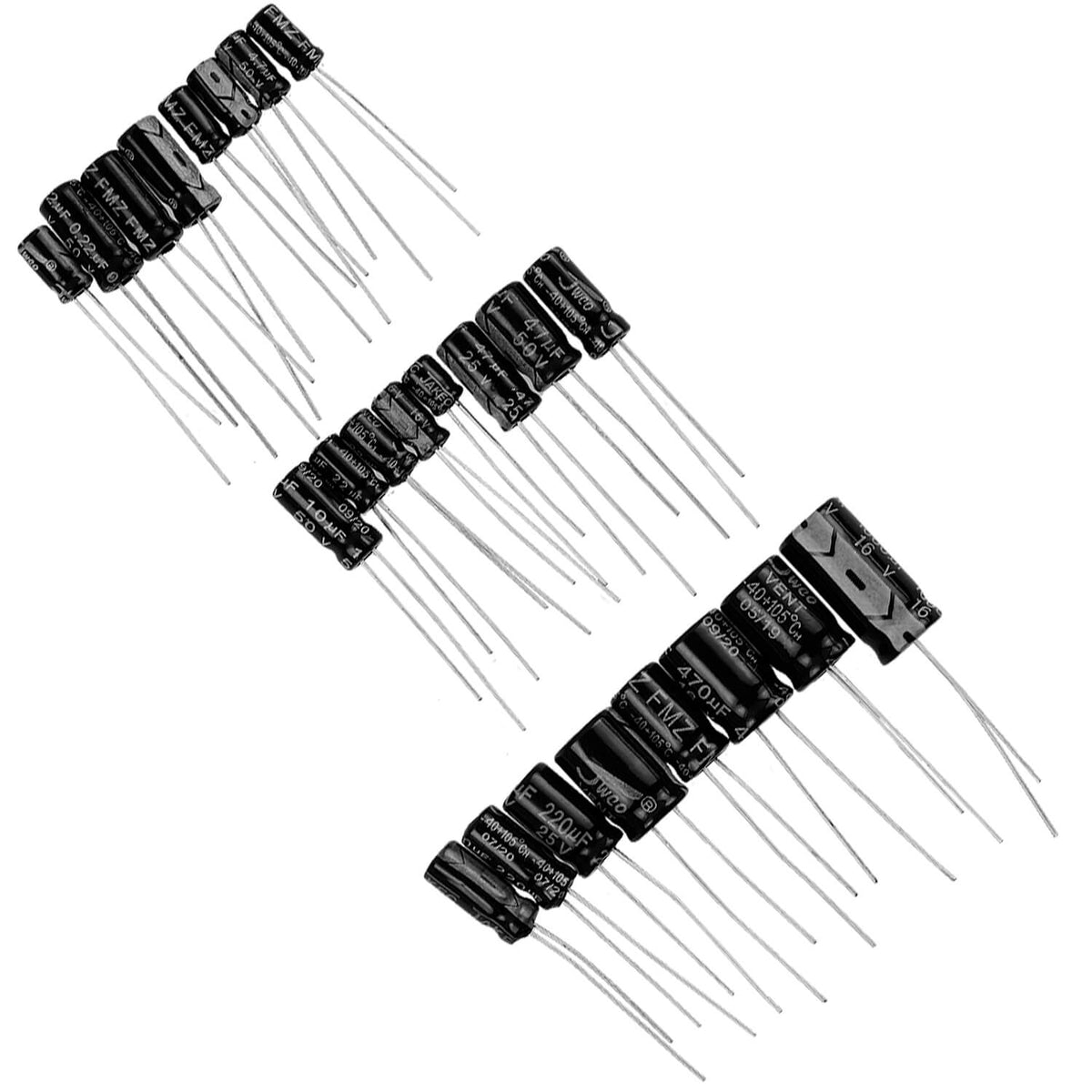 Storpack med kondensatorer (elektrolyt) 0.1uF-1000uF 10-50V, 500st