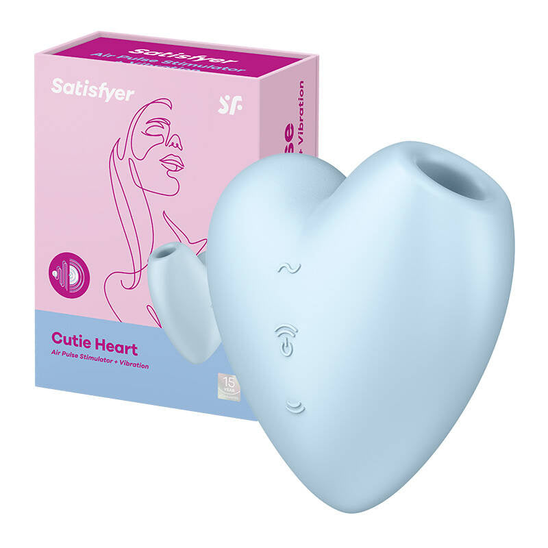 Satisfyer Cutie Heart Blue, lufttrycksvibrator, 2 motorer, IPX7