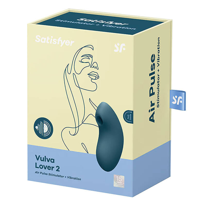 Satisfyer Vulva Lover 2 Blue, lufttrycksvibrator, 2 motorer, IPX7