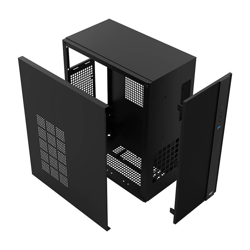 Datorchassi Aigo Q15, svart, M-ATX/ITX, 260mm GPU, 135mm CPU-kylare