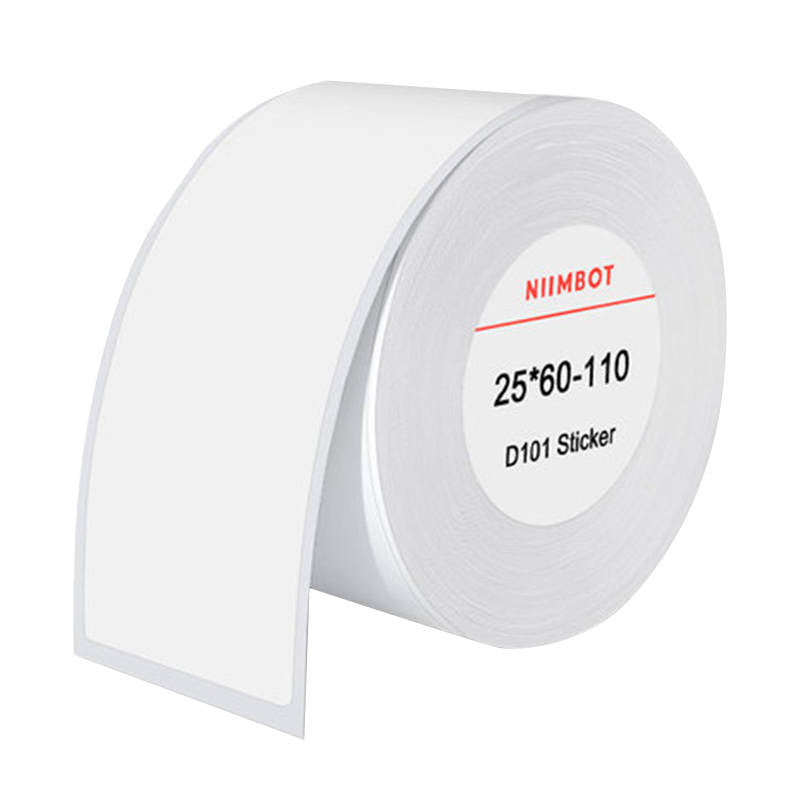 Etiketter 25x60mm 110st, termiska vita Niimbot T-rulle för D101