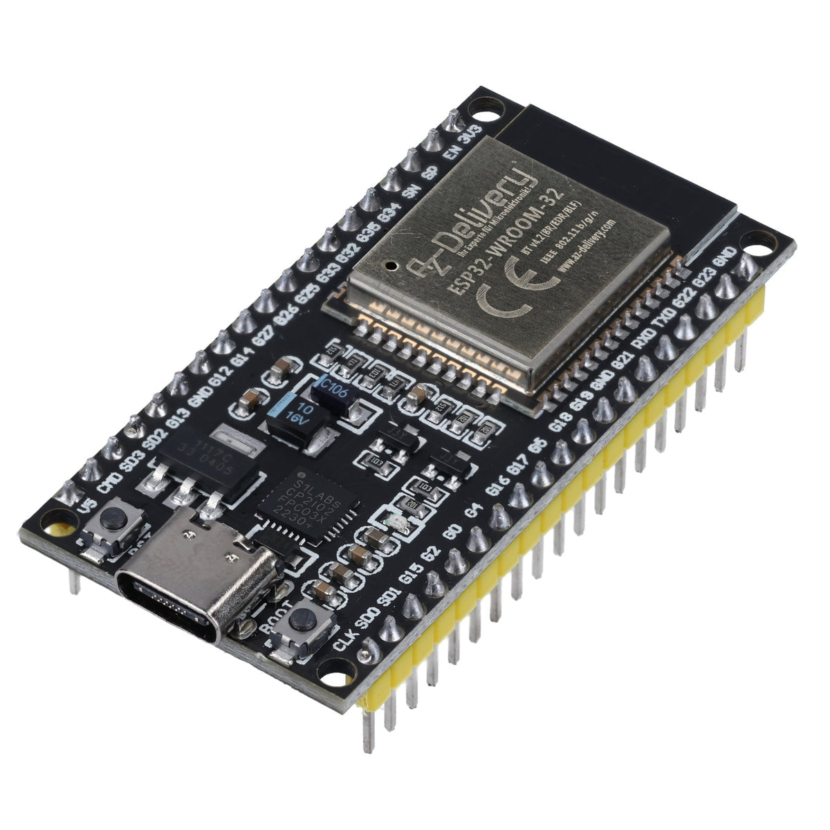 ESP32 Dev Board USB-C WiFi Bluetooth CP2102 WROOM-32, AZ-Delivery
