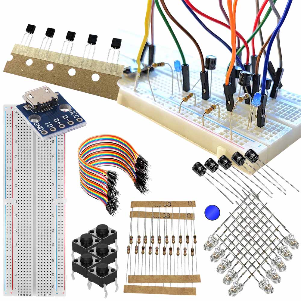 Komponentsats för lysdiodkrets och astabil multivibrator på kopplingsdäck