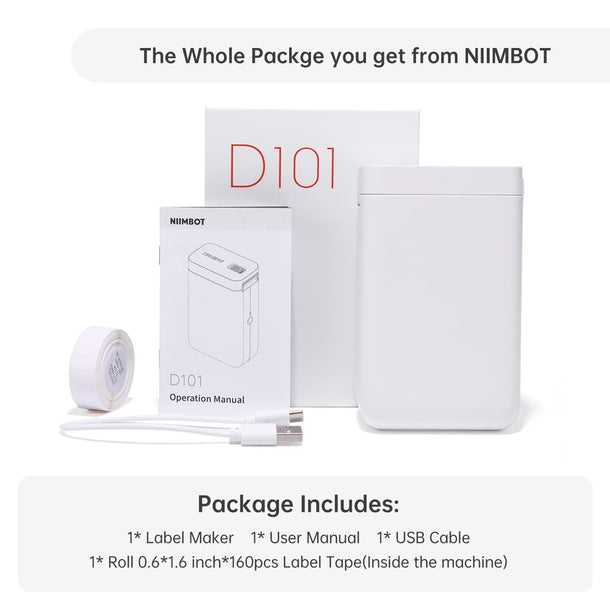 Etikettskrivare Niimbot D101 Bluetooth, 203 dpi, termisk, 1500 mAh, vit