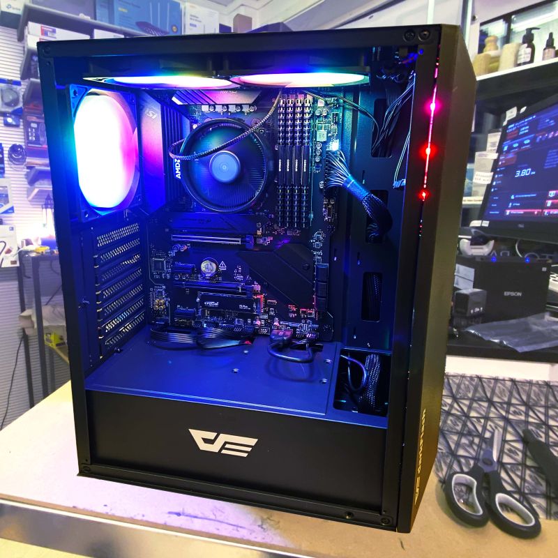 Datorchassi Darkflash DK151 Mid Tower, svart, 3xRGB-fläktar, ATX/mATX/ITX