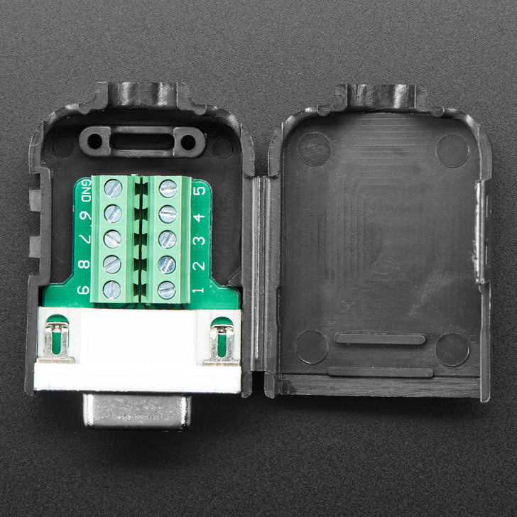 DE-9 (DB9)-adapter hona till 9-poligt skruvterminalblock med kapsling Adafruit 3122