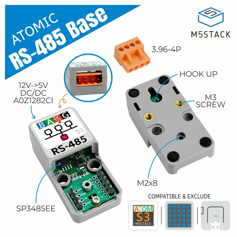 M5Stack A131 - Atomic TTL-RS485 Base för ATOM-serien