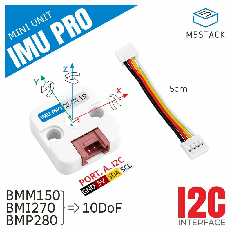 M5Stack U171 - IMU 6-DoF Pro Mini, GROVE-kontakt