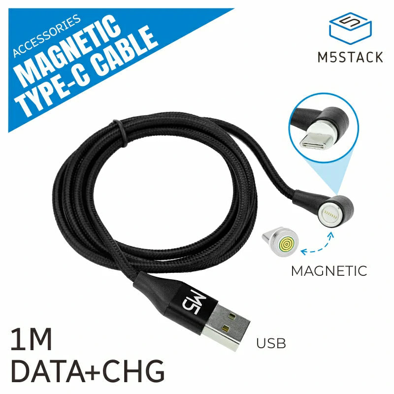 M5Stack magnetisk USB-A till USB-C-kabel 1m 5V 200mA, A143