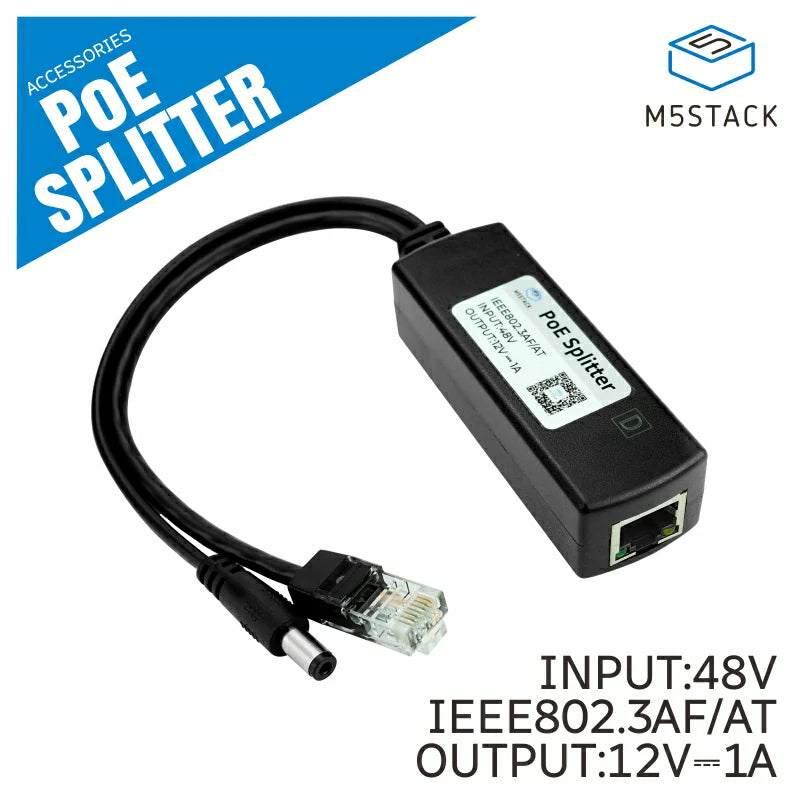 M5Stack PoE Splitter 48V till 12V, 12W - IEEE 802.3af/at