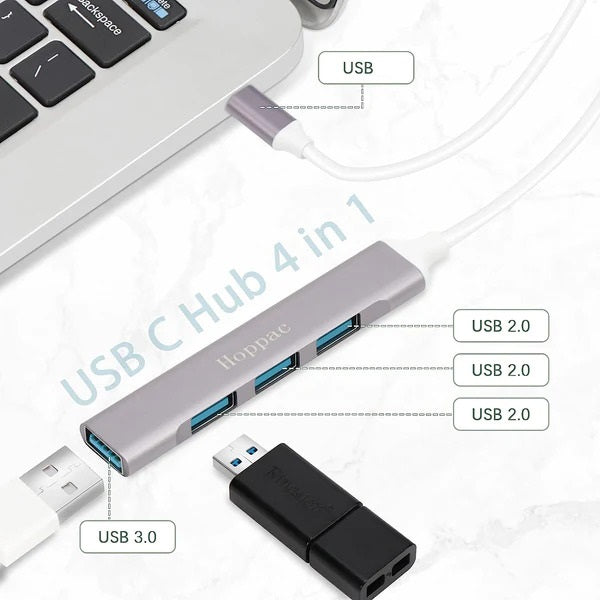 USB-C till 4st USB-A portar
