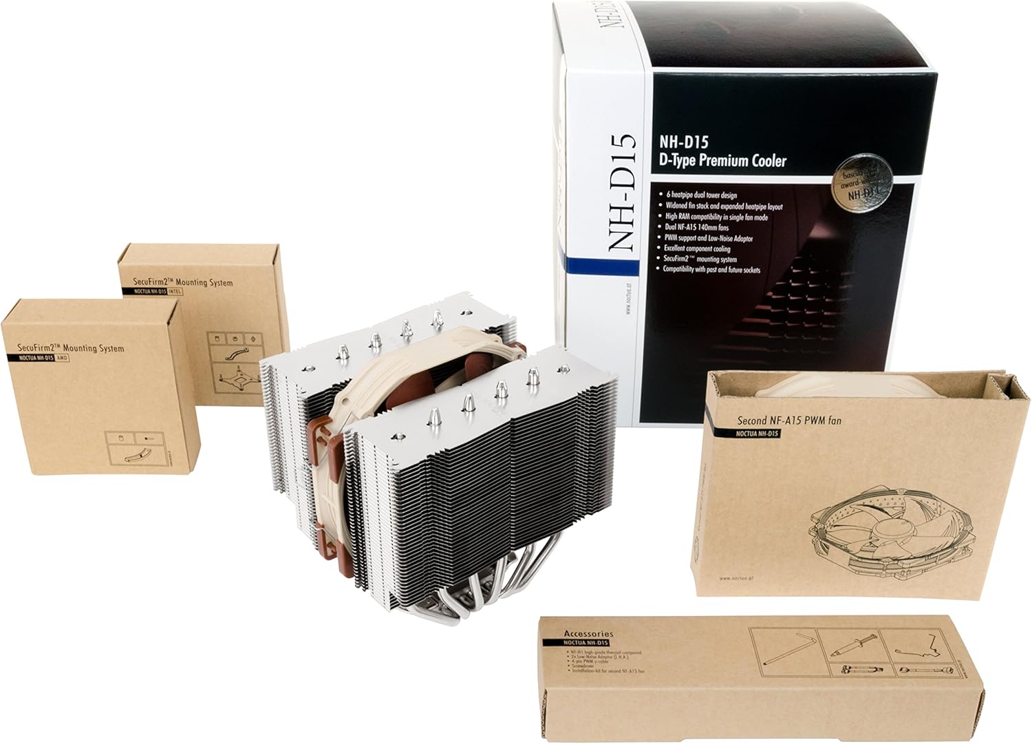CPU-kylare Noctua NH-D15 140mm 24.6dB 165W 165mm, luft NH-D15