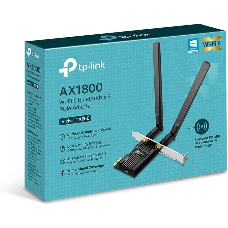 TP-Link Archer TX20E AX1800 WiFi 6 & Bluetooth 5.2 PCIe-adapter, dual antenner