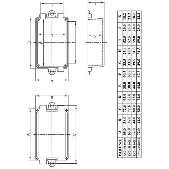 Inbyggnadslåda 44x72x27, Svart ABS