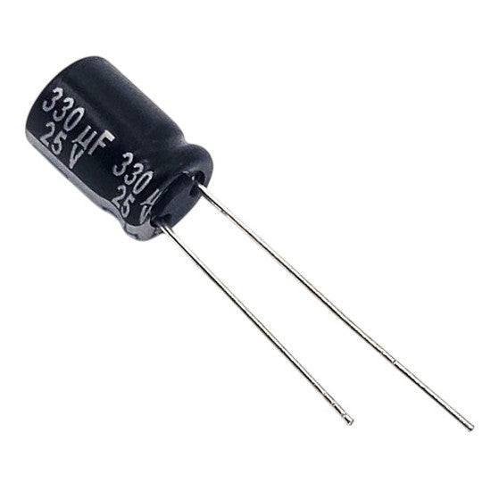 Kondensator 330uF 25V 105C 11.5x8mm RM3.5mm, elektrolyt ECA1EHG331