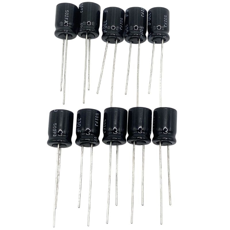 10st kondensator 330uF 25V 105°C 11.5x8mm RM3.5mm, elektrolyt EEU-FR1E331