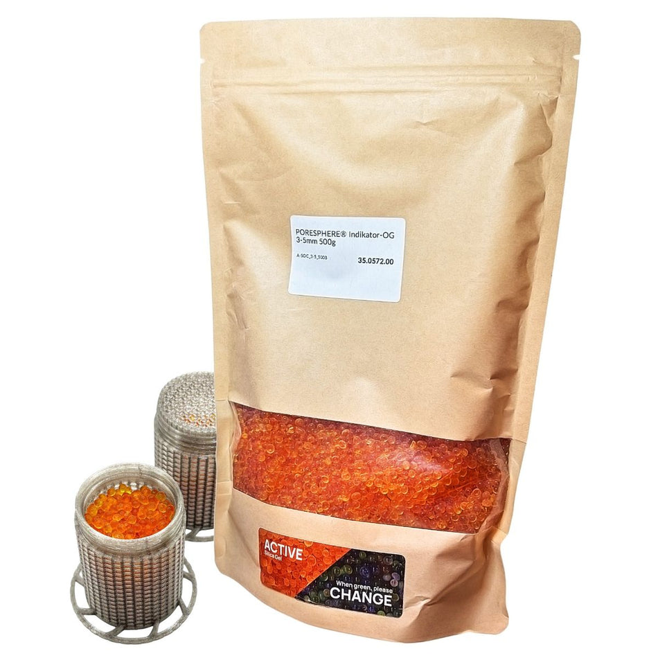 Silica Gel 500g - Torkmedel med fuktindikator för 3D-filament, Giebel PORESPHERE